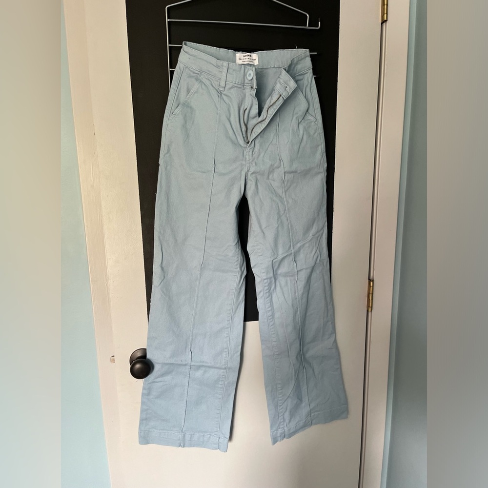 Blue high rise straight leg pants